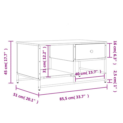 Tavolino da Salotto Rovere Fumo 85,5x51x45 cm Legno Multistrato | homemem39