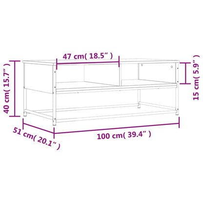 Tavolino da Salotto Rovere Fumo 100x51x40 cm Legno Multistrato | homemem39