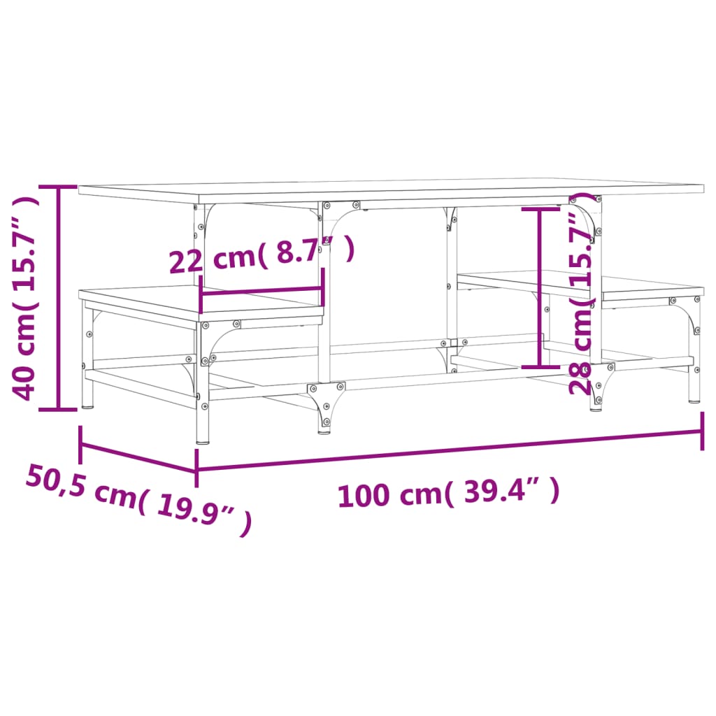 Tavolino Salotto Grigio Sonoma 100x50,5x40 cm Legno Multistrato | homemem39