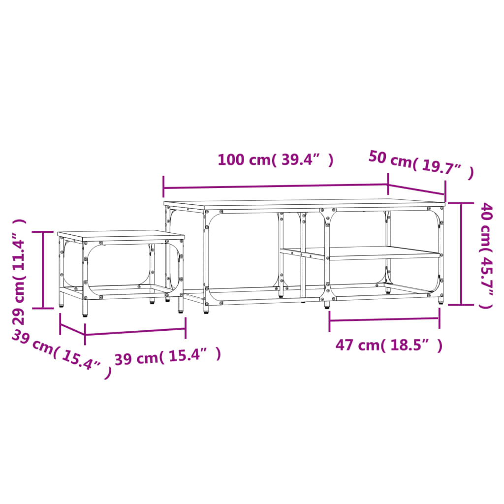 Tavolini Impilabili 2 pz Neri in Legno Multistrato | homemem39