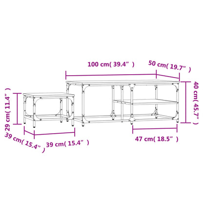 Tavolini Impilabili 2 pz Neri in Legno Multistrato | homemem39