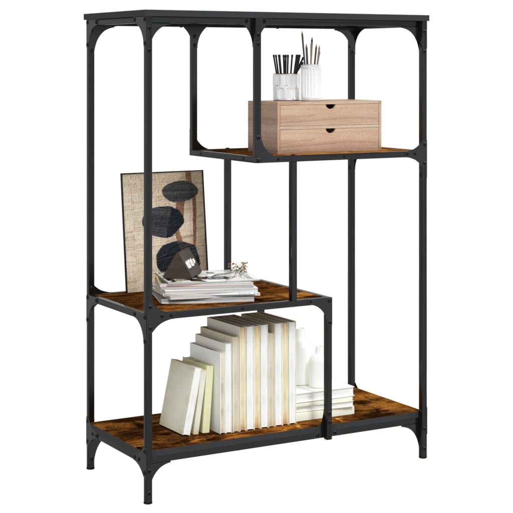 Libreria Rovere Fumo 81x36x115 cm Legno Multistrato e Acciaio | homemem39