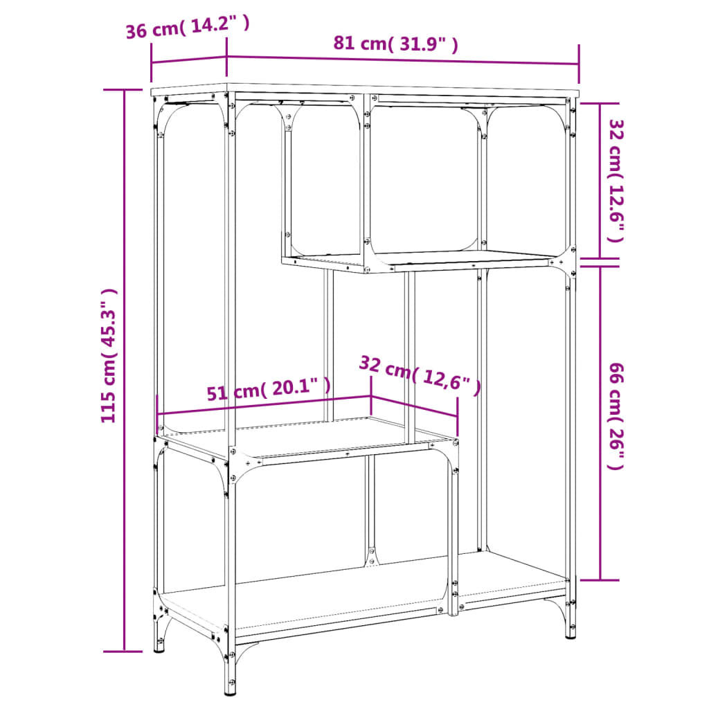 Libreria Rovere Fumo 81x36x115 cm Legno Multistrato e Acciaio | homemem39