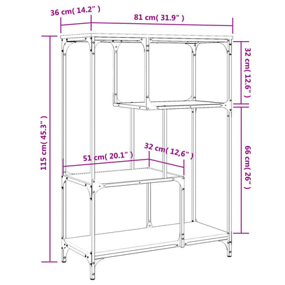 Libreria Rovere Fumo 81x36x115 cm Legno Multistrato e Acciaio | homemem39