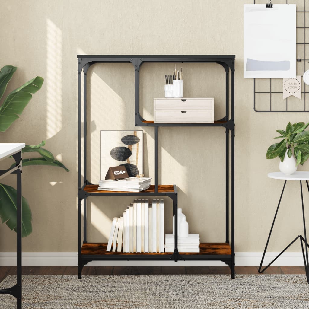 Libreria 3 livelli 81 x 36 x 115 cm Rovere Fumo