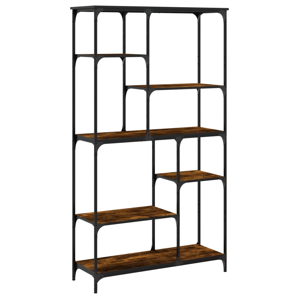 Libreria Rovere Fumo 99x35,5x176 cm Legno Multistrato e Acciaio | homemem39