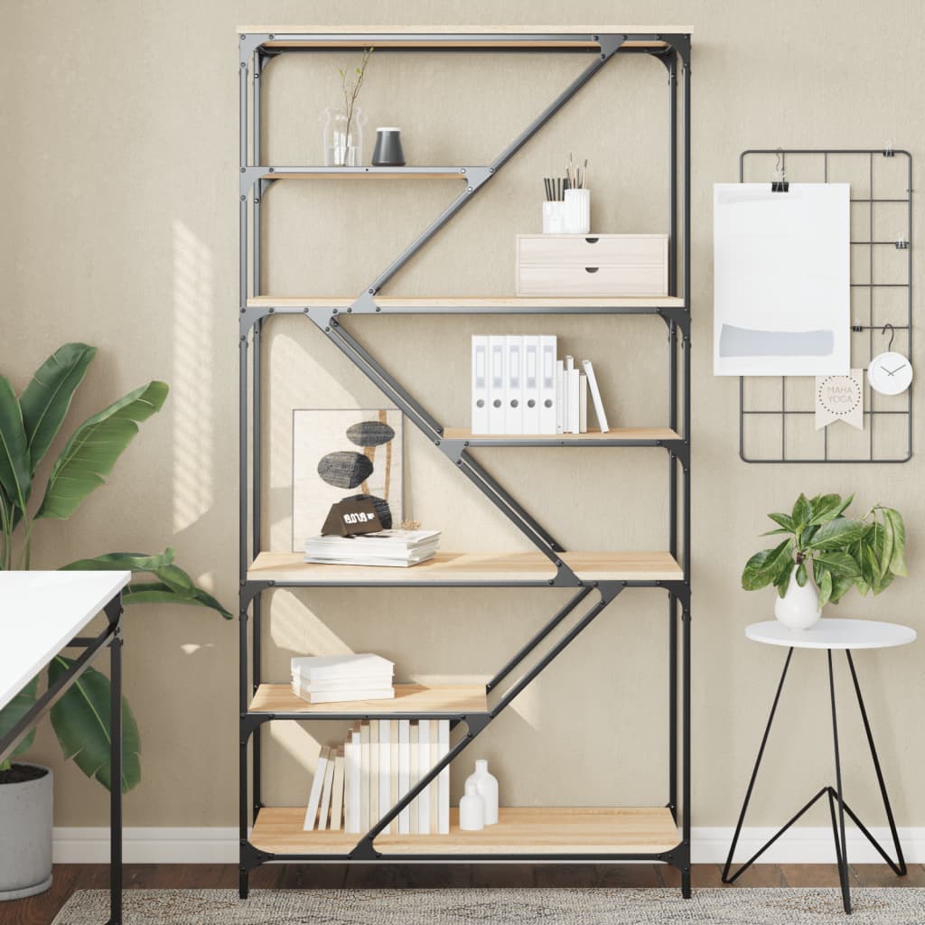 Libreria Rovere Sonoma 91x36x176 cm Legno Multistrato e Acciaio | homemem39