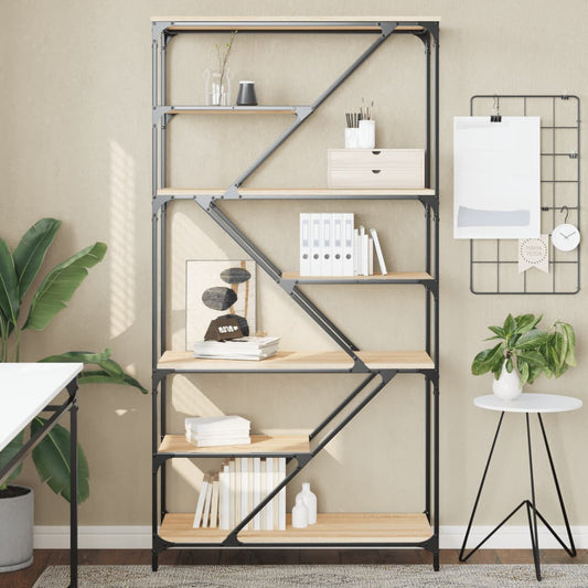 Libreria Rovere Sonoma 91x36x176 cm Legno Multistrato e Acciaio | homemem39