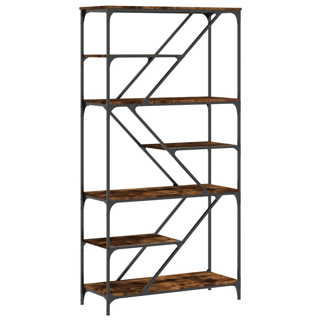 Libreria Rovere Fumo 91x36x176 cm Legno Multistrato e Acciaio | homemem39