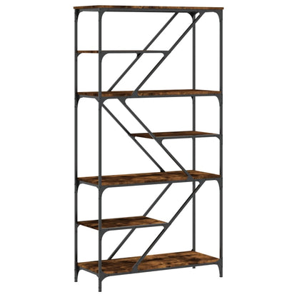 Libreria Rovere Fumo 91x36x176 cm Legno Multistrato e Acciaio | homemem39