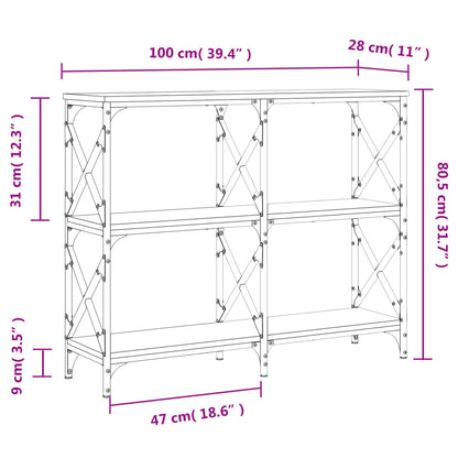 Tavolo Consolle Grigio Sonoma 100x28x80,5 cm Legno Multistrato | homemem39