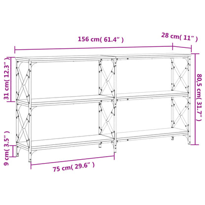 Tavolo Consolle Rovere Fumo 156x28x80,5 cm in Legno Multistrato