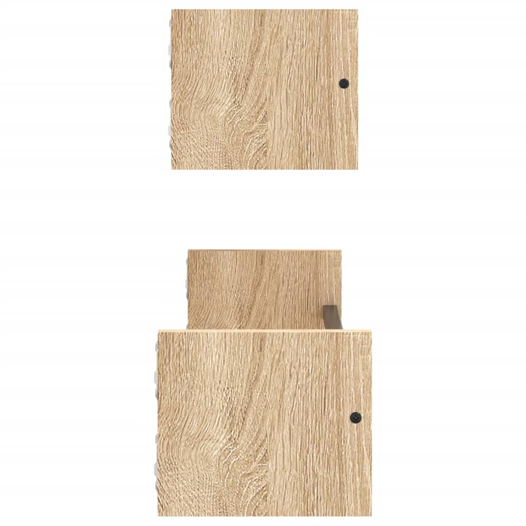 Mensole a Parete con Aste 2pz Rovere Sonoma 60x16x14 cm