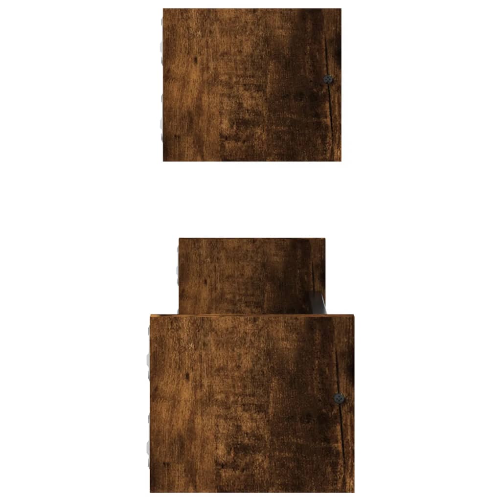 Mensole a Parete con Aste 2pz Rovere Fumo 60x16x14 cm | homemem39