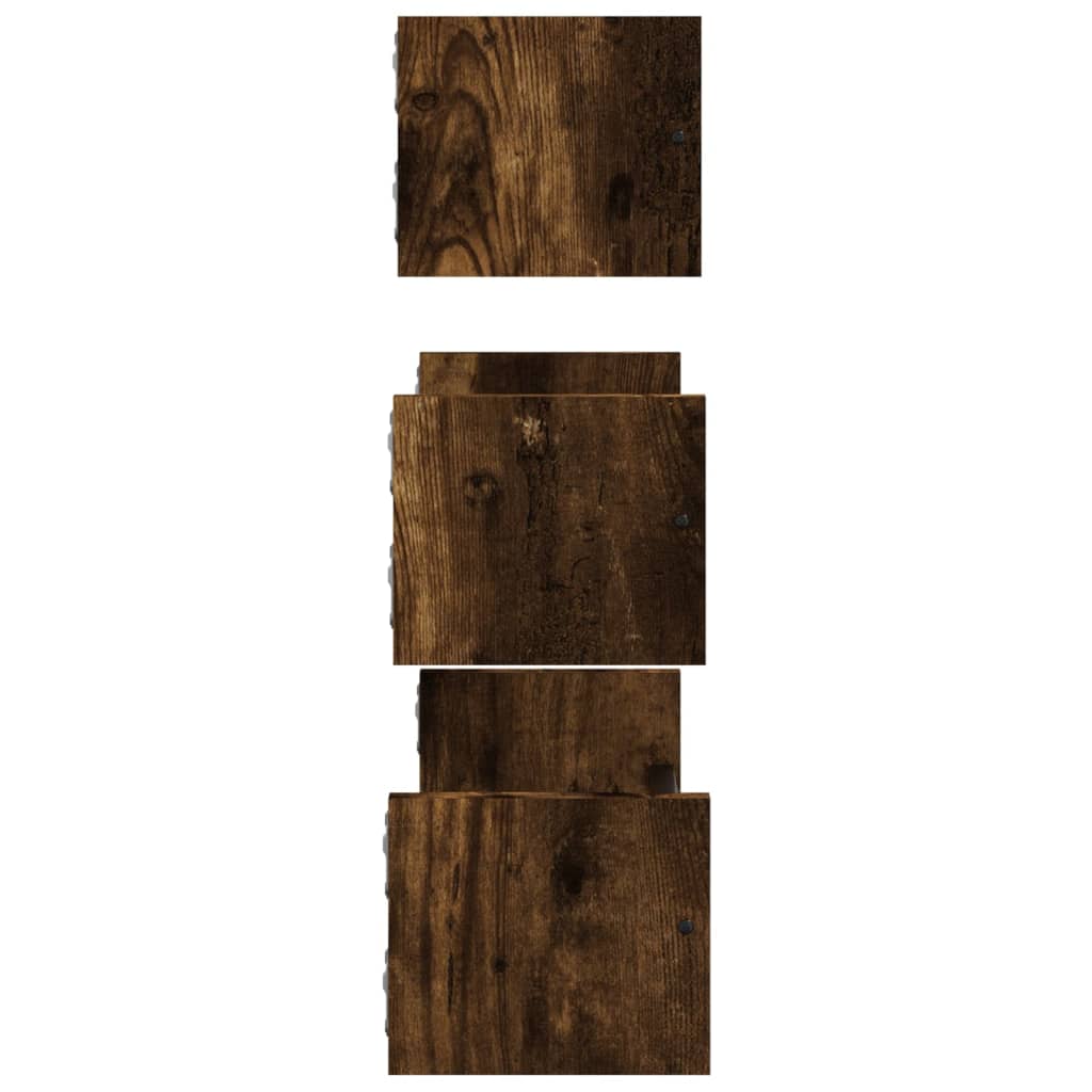 Set Mensole Parete con Aste 3pz Rovere Fumo Legno Multistrato | homemem39