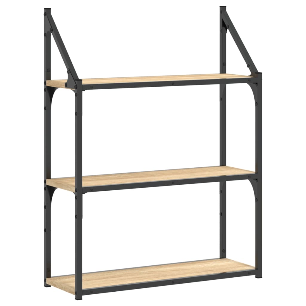 Scaffale Parete 3Ripiani Rovere Sonoma 60x21x78,5cm Multistrato | homemem39