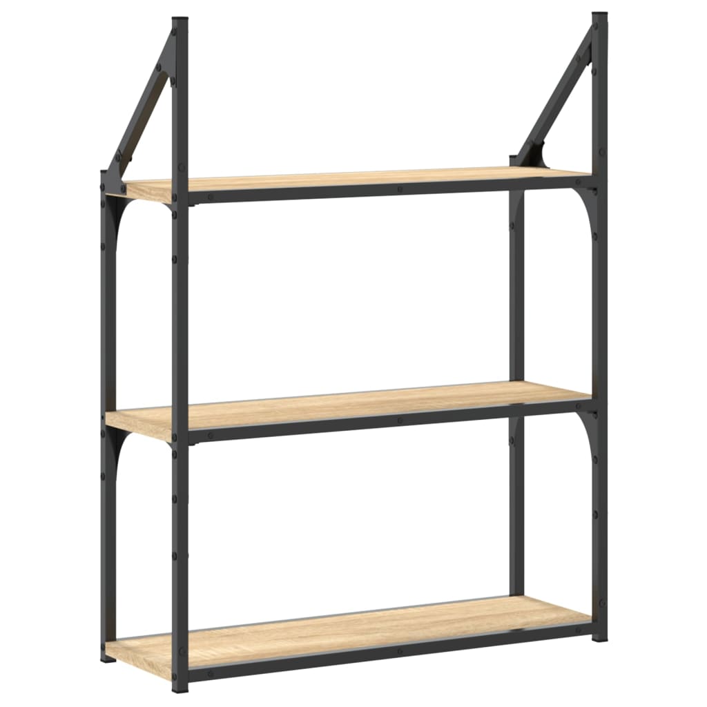 Scaffale Parete 3Ripiani Rovere Sonoma 60x21x78,5cm Multistrato | homemem39