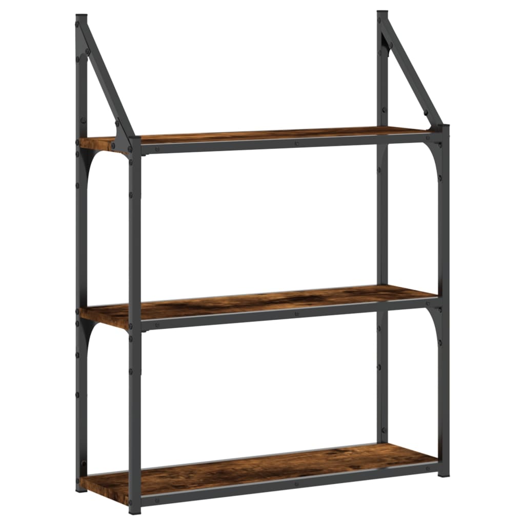 Scaffale Parete 3 Ripiani Rovere Fumo 60x21x78,5 cm Multistrato | homemem39