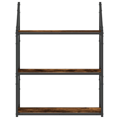 Scaffale Parete 3 Ripiani Rovere Fumo 60x21x78,5 cm Multistrato