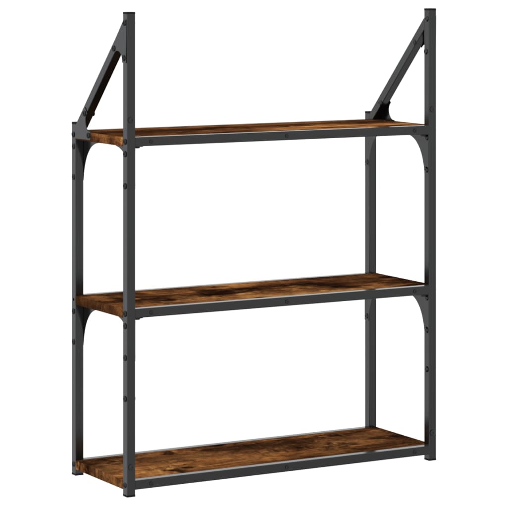 Scaffale Parete 3 Ripiani Rovere Fumo 60x21x78,5 cm Multistrato | homemem39