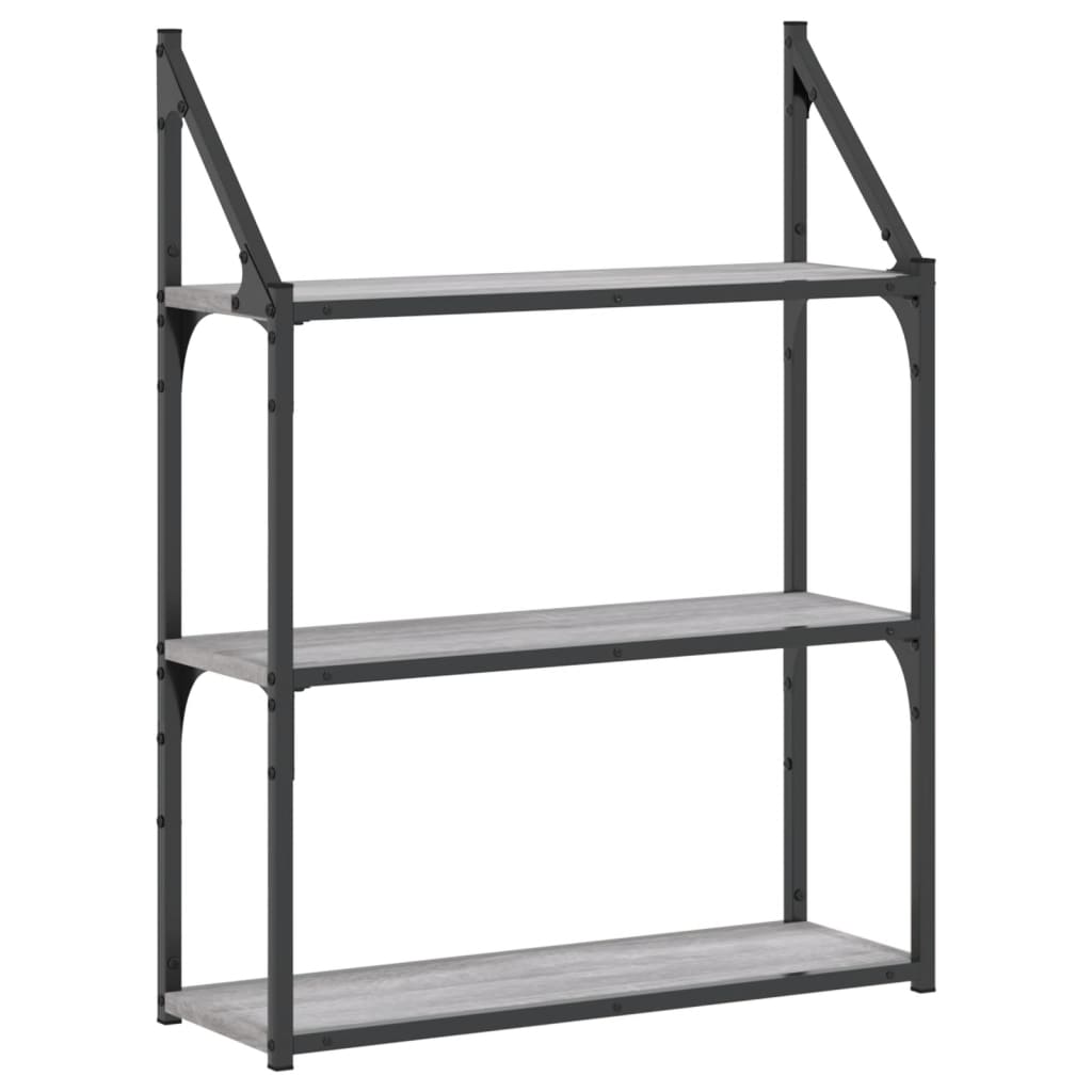 Scaffale Parete 3Ripiani Grigio Sonoma 60x21x78,5cm Multistrato | homemem39