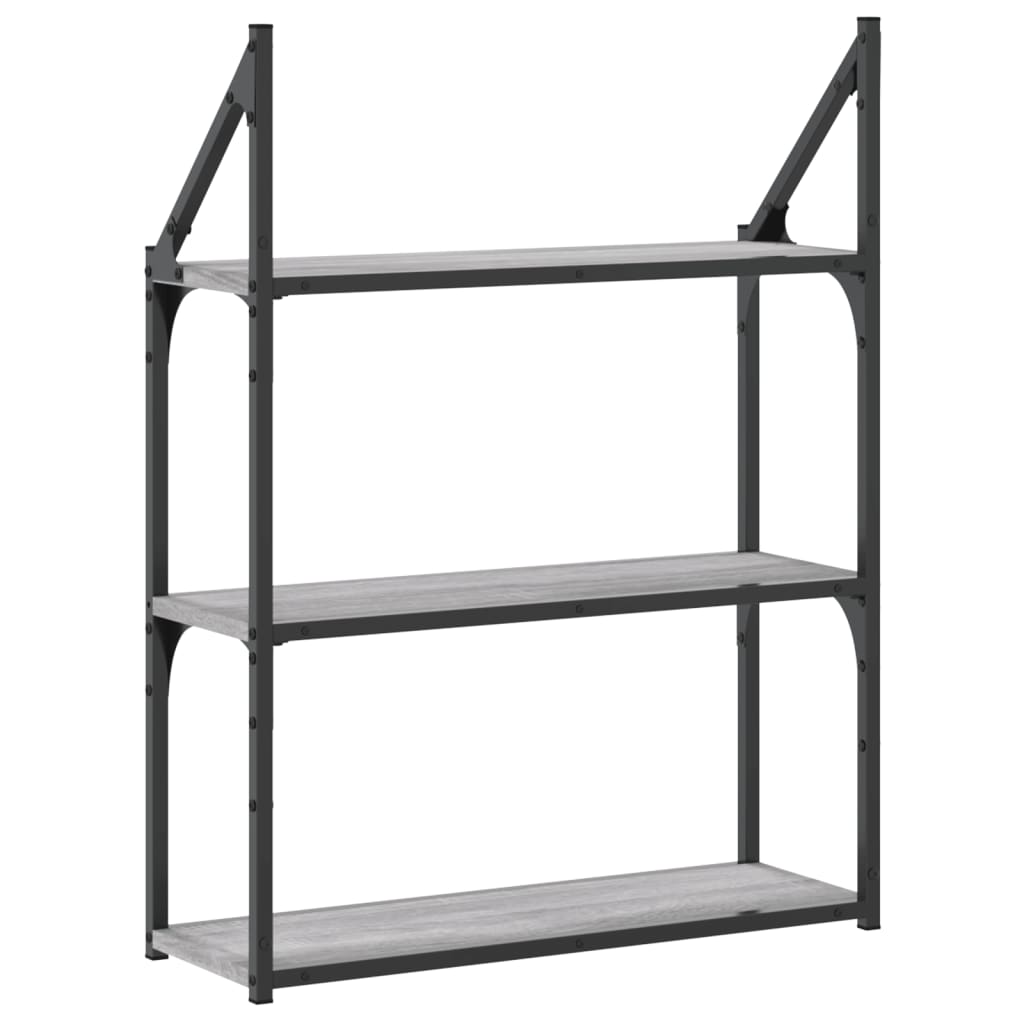 Scaffale Parete 3Ripiani Grigio Sonoma 60x21x78,5cm Multistrato | homemem39