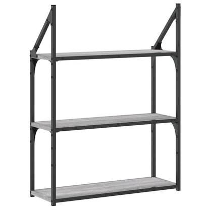 Scaffale Parete 3Ripiani Grigio Sonoma 60x21x78,5cm Multistrato | homemem39