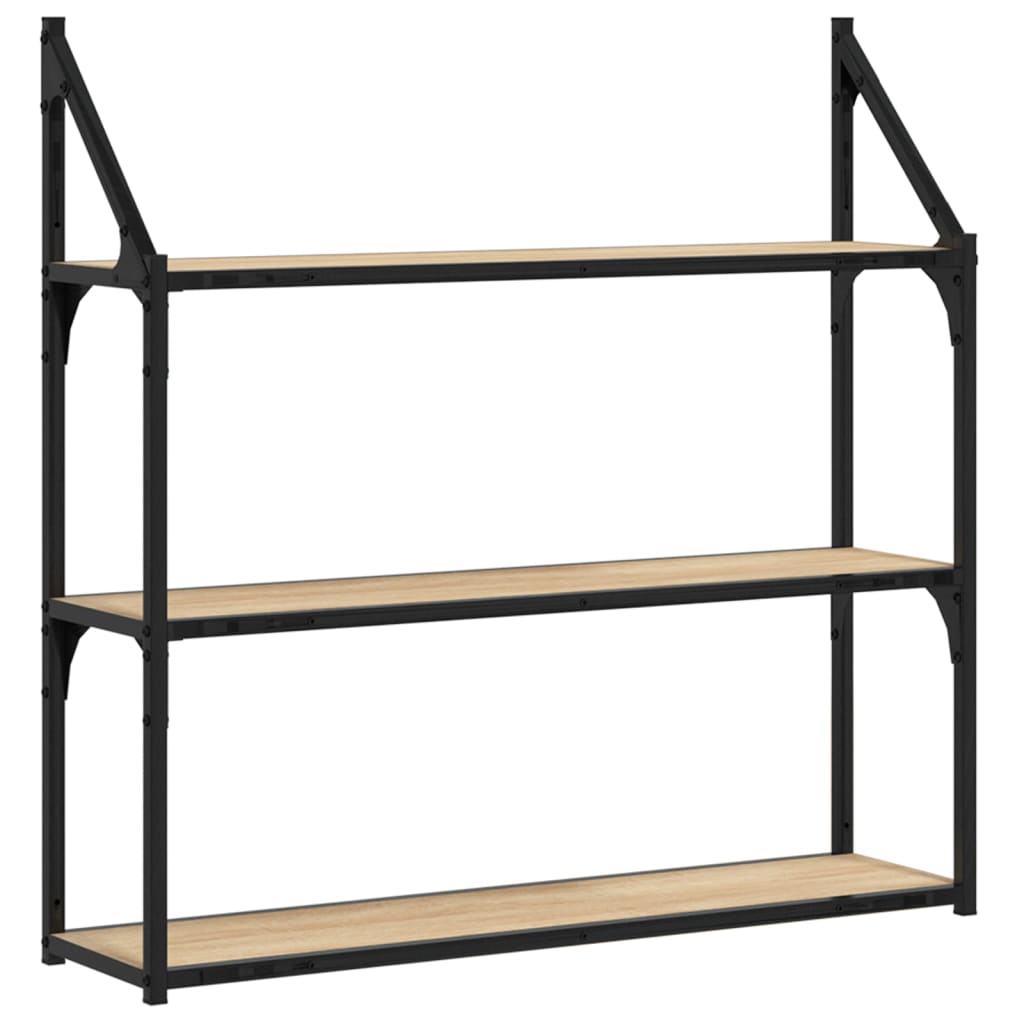 Scaffale Parete 3Ripiani Rovere Sonoma 80x21x78,5cm Multistrato | homemem39