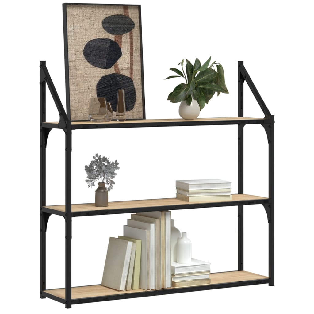 Scaffale Parete 3Ripiani Rovere Sonoma 80x21x78,5cm Multistrato | homemem39