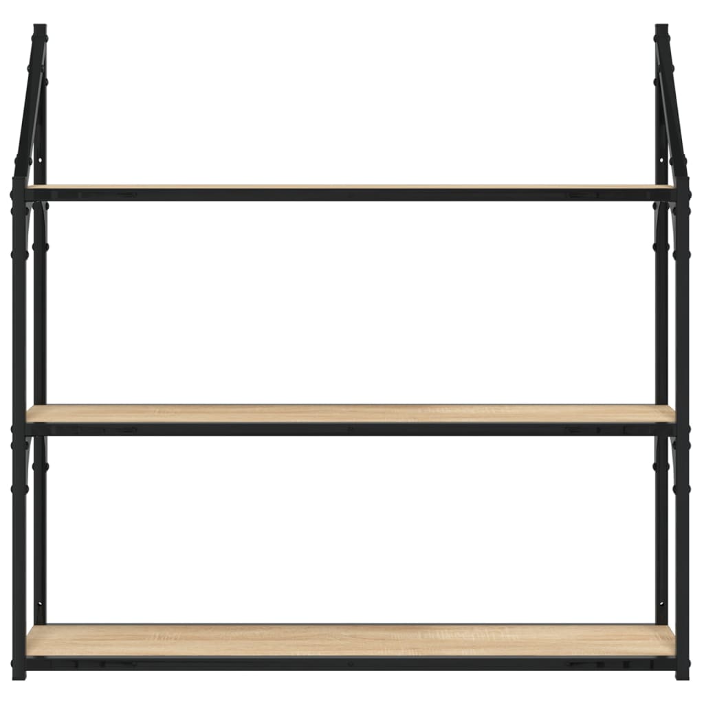 Scaffale Parete 3Ripiani Rovere Sonoma 80x21x78,5cm Multistrato