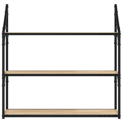 Scaffale Parete 3Ripiani Rovere Sonoma 80x21x78,5cm Multistrato