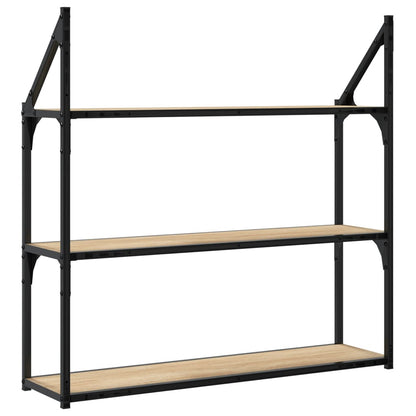 Scaffale Parete 3Ripiani Rovere Sonoma 80x21x78,5cm Multistrato | homemem39