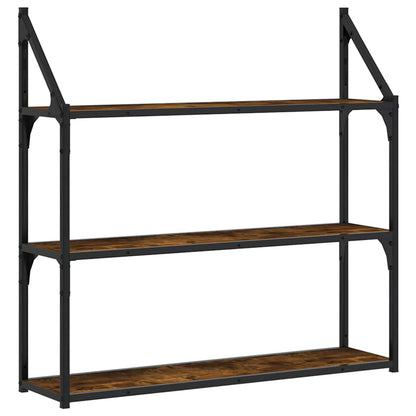 Scaffale Parete 3 Ripiani Rovere Fumo 80x21x78,5 cm Multistrato | homemem39