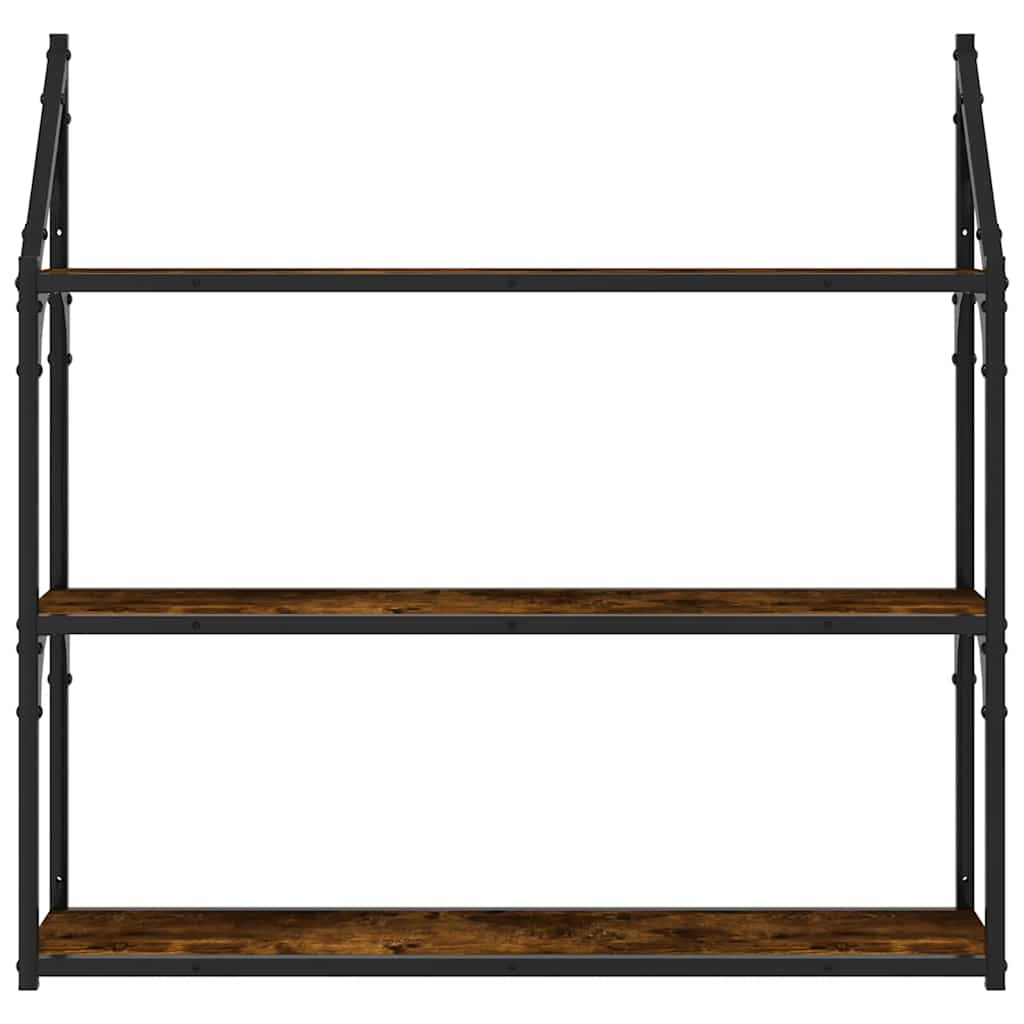 Scaffale Parete 3 Ripiani Rovere Fumo 80x21x78,5 cm Multistrato