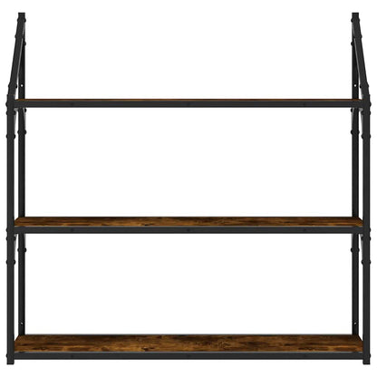Scaffale Parete 3 Ripiani Rovere Fumo 80x21x78,5 cm Multistrato
