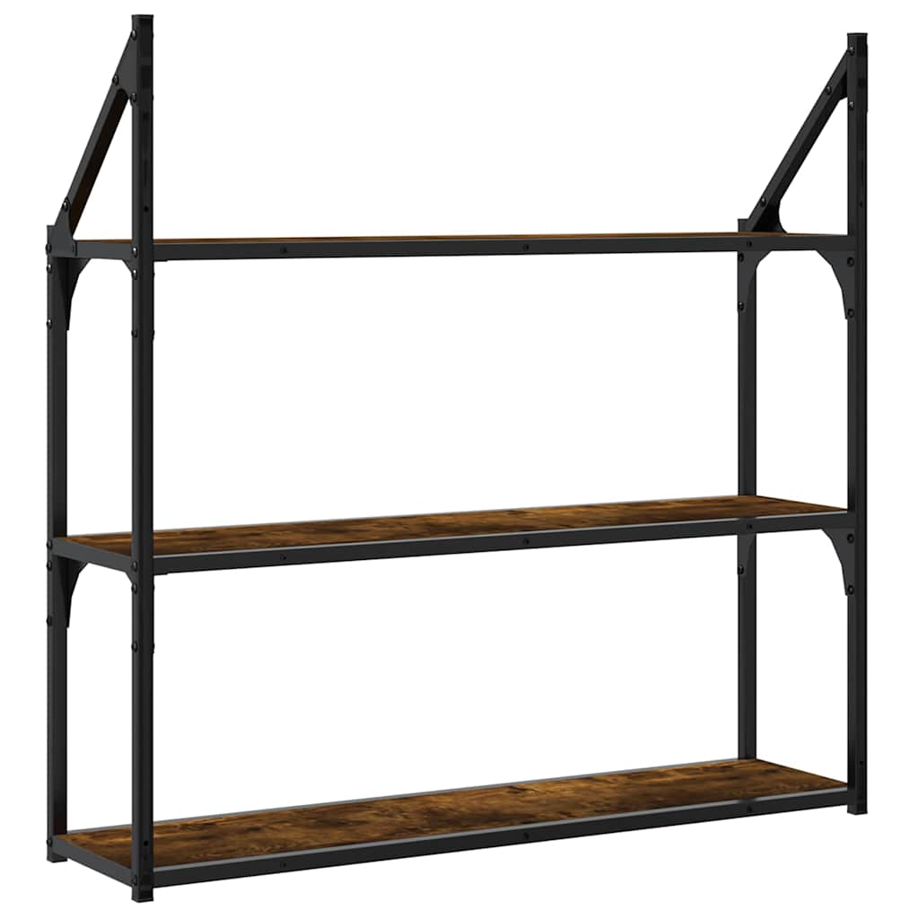 Scaffale Parete 3 Ripiani Rovere Fumo 80x21x78,5 cm Multistrato | homemem39