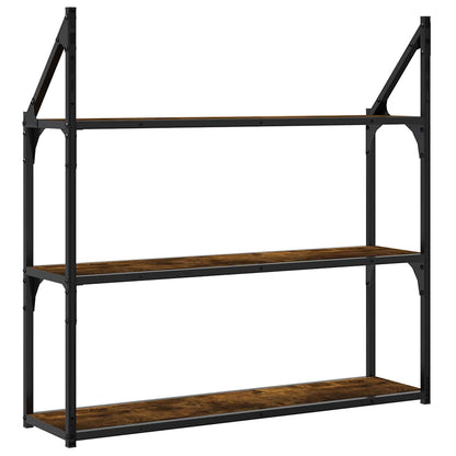 Scaffale Parete 3 Ripiani Rovere Fumo 80x21x78,5 cm Multistrato | homemem39
