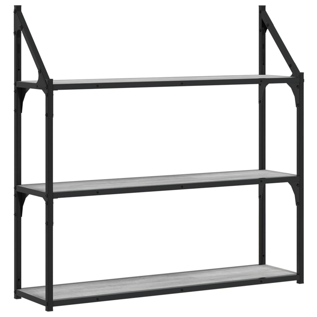 Scaffale Parete 3Ripiani Grigio Sonoma 80x21x78,5cm Multistrato | homemem39