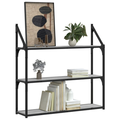Scaffale Parete 3Ripiani Grigio Sonoma 80x21x78,5cm Multistrato | homemem39