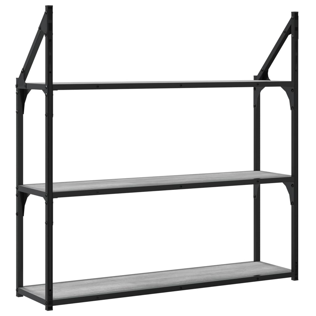 Scaffale Parete 3Ripiani Grigio Sonoma 80x21x78,5cm Multistrato | homemem39