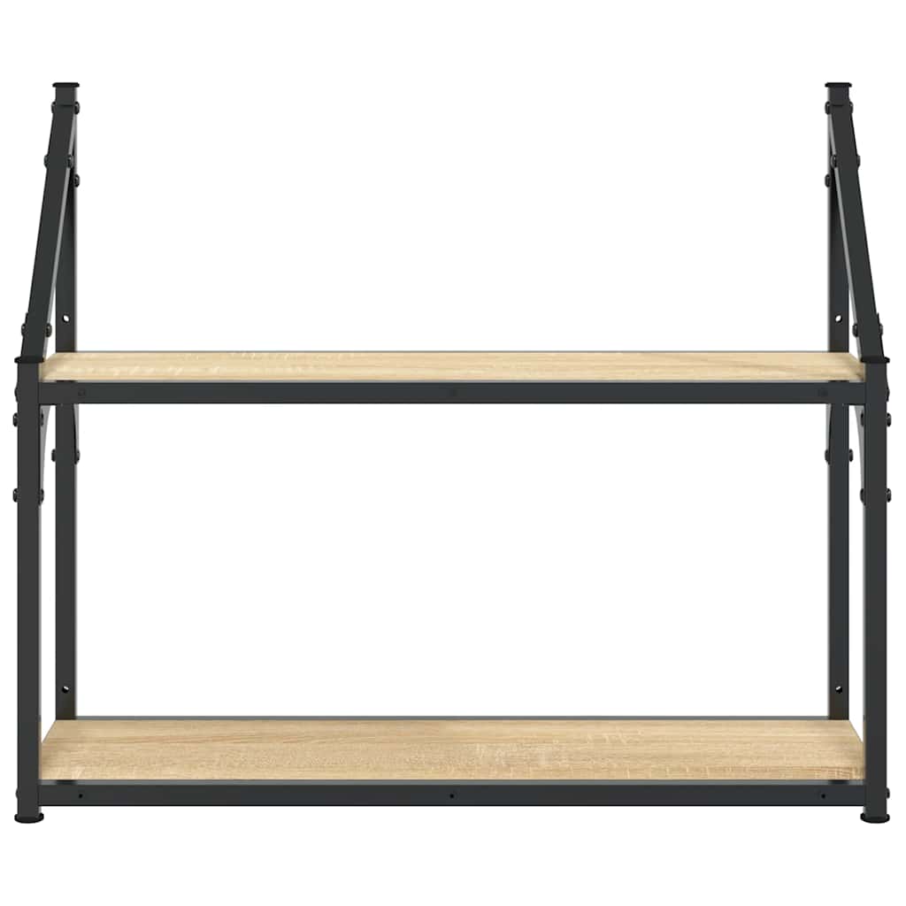 Mensola da parete a 2 ripiani in rovere Sonoma 60x21x51 cm