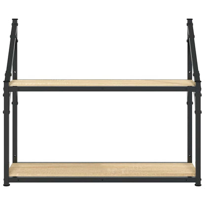 Mensola da parete a 2 ripiani in rovere Sonoma 60x21x51 cm