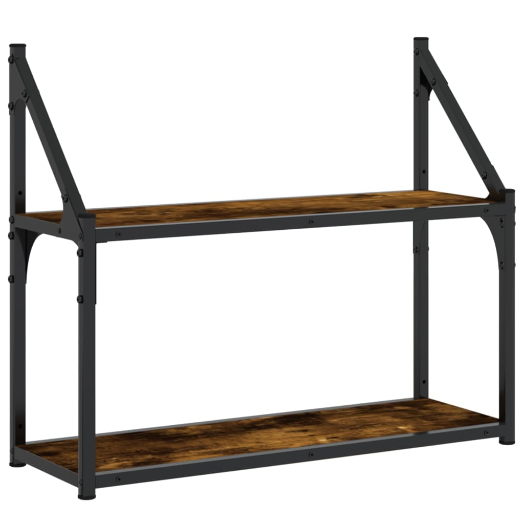 Scaffale a Parete 2 Ripiani Rovere Fumo 60x21x51 cm Multistrato | homemem39