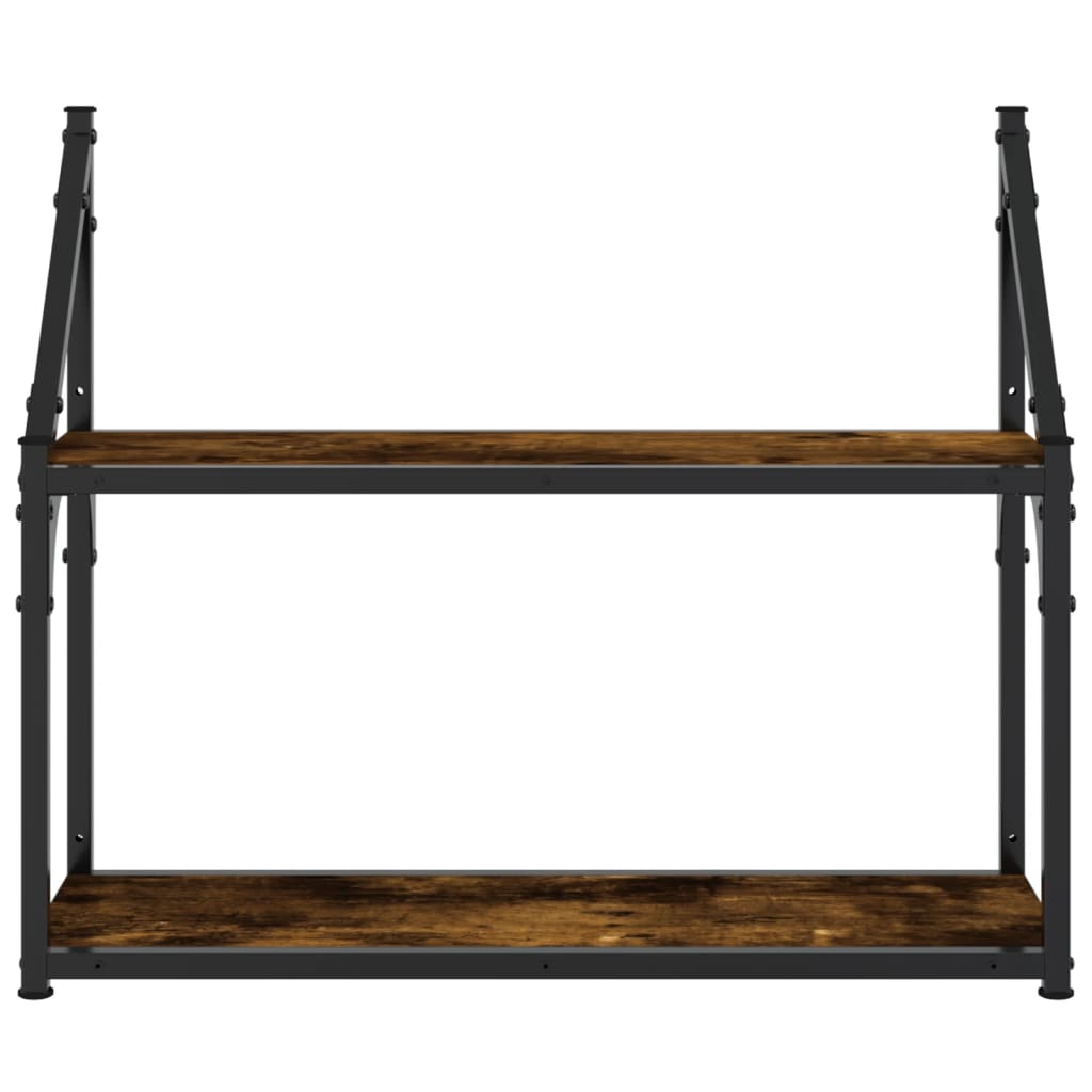 Scaffale a Parete 2 Ripiani Rovere Fumo 60x21x51 cm Multistrato