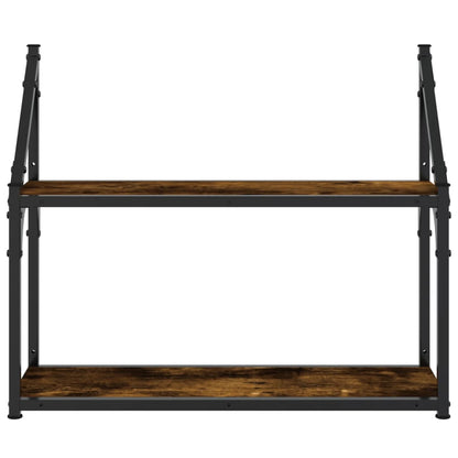 Scaffale a Parete 2 Ripiani Rovere Fumo 60x21x51 cm Multistrato