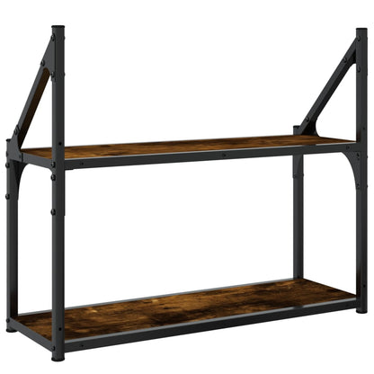 Scaffale a Parete 2 Ripiani Rovere Fumo 60x21x51 cm Multistrato | homemem39