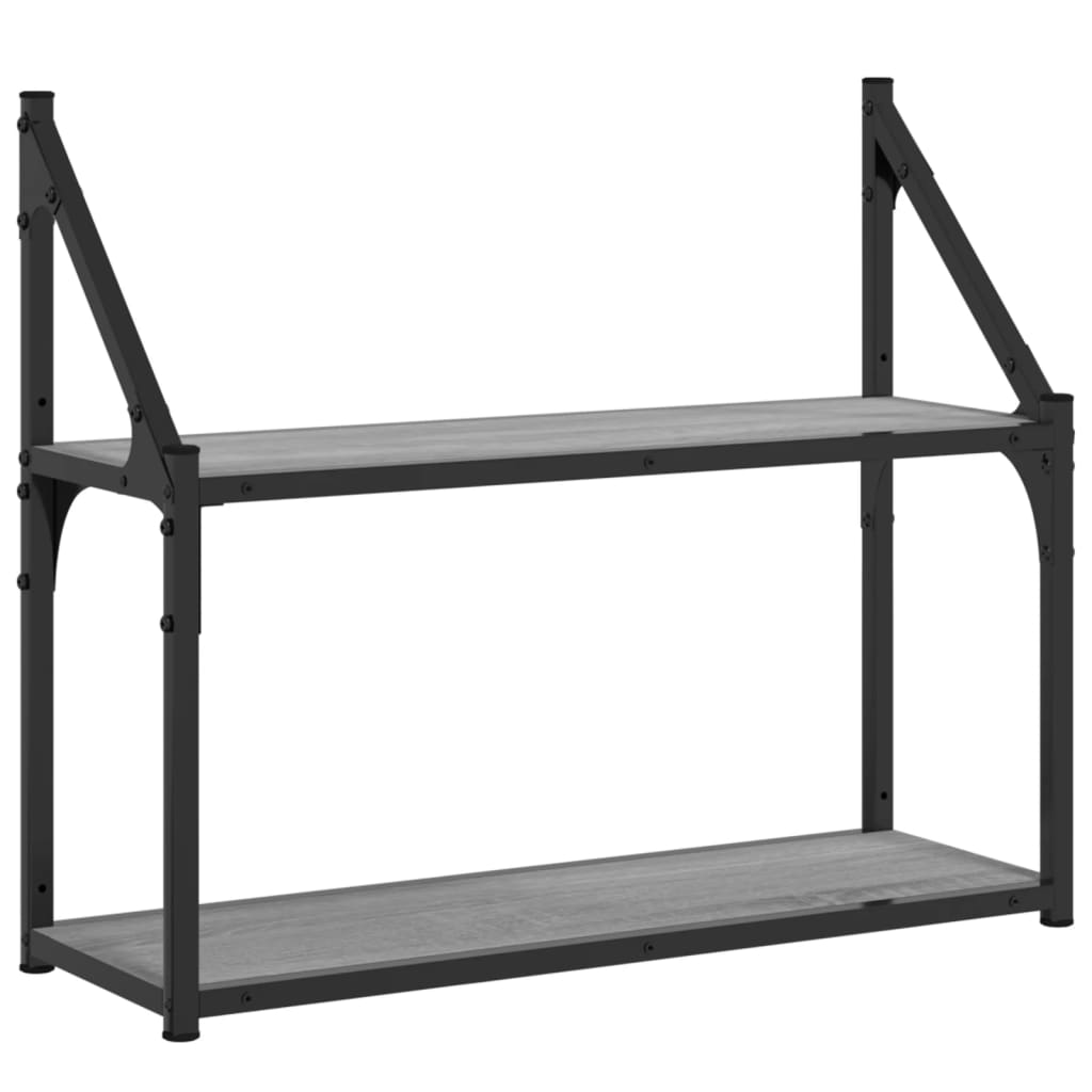 Scaffale Parete 2 Ripiani Grigio Sonoma 60x21x51 cm Multistrato | homemem39