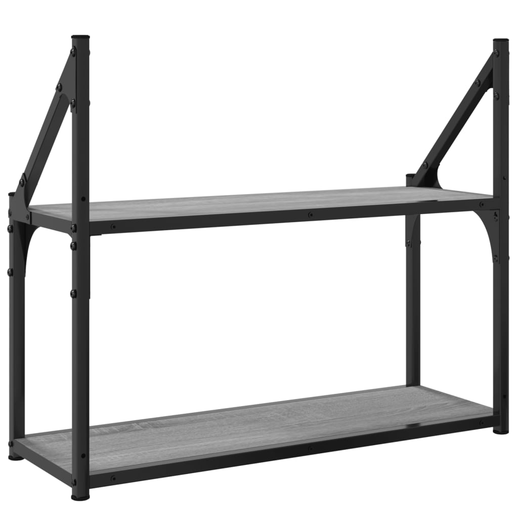 Scaffale Parete 2 Ripiani Grigio Sonoma 60x21x51 cm Multistrato | homemem39