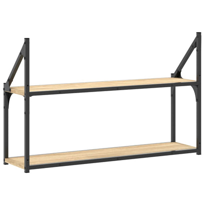 Scaffale Parete 2 Ripiani Rovere Sonoma 80x21x51 cm Multistrato | homemem39