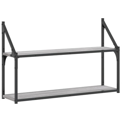 Scaffale Parete 2 Ripiani Grigio Sonoma 80x21x51 cm Multistrato | homemem39